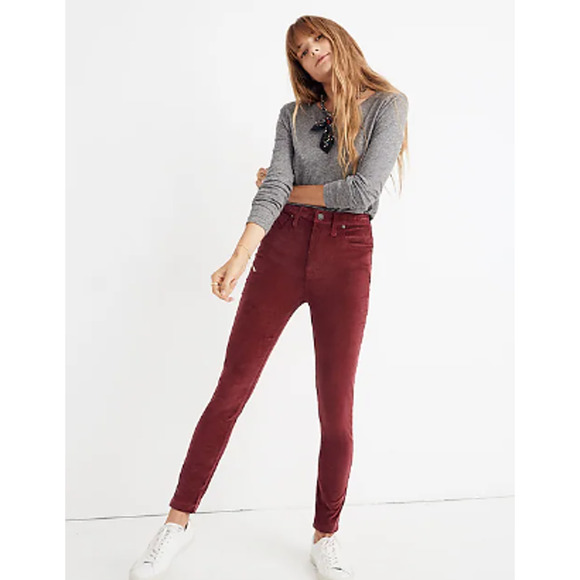 Madewell Denim - Madewell 10" High-Rise Skinny Cords Corduroy Pants Women's Size 26T Rust Orange